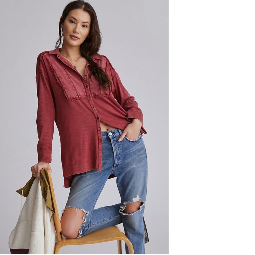 Anthropologie Red Tunic Top